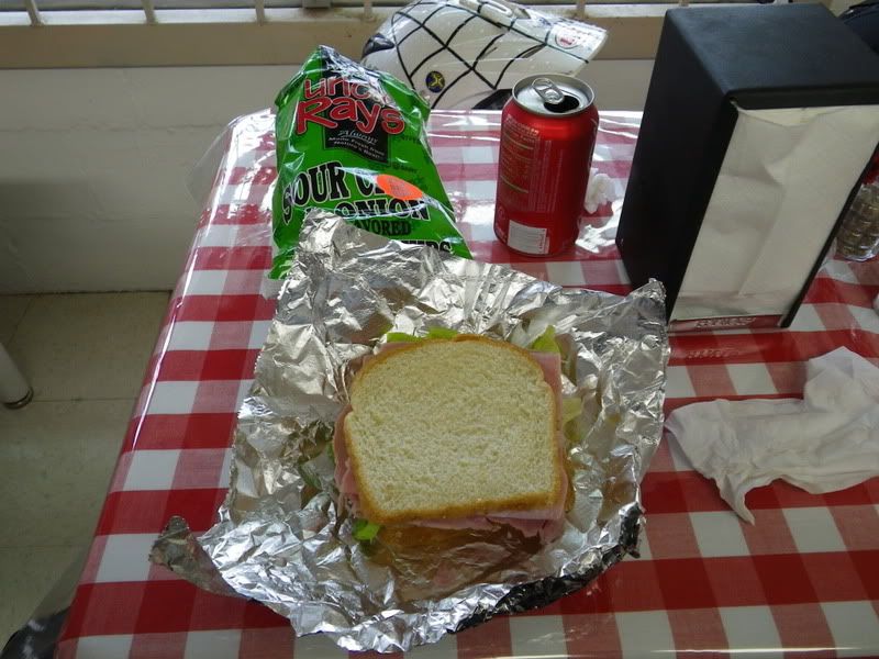 Eating lunch while it rains.