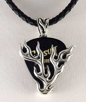guitar pick silver pendant
