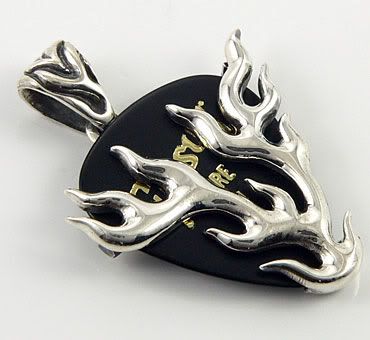 guitar pick silver pendant