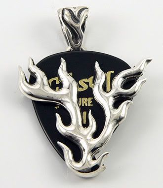 guitar pick silver pendant