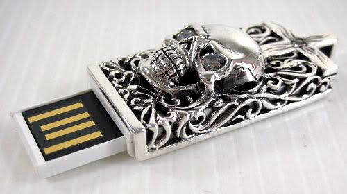 skull flash drive SLIDE TO USE AS USB FLASH DRIVE