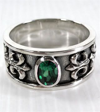 Mens Emerald Rings on Men S Emerald Fleur Silver Mens Rings