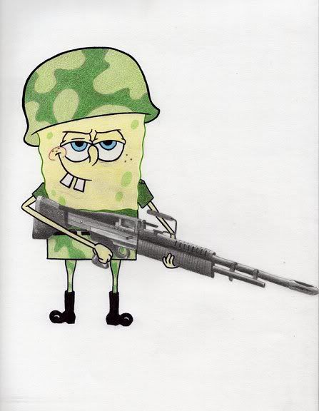 spongebob with gun