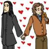 Snape & Lupin in love, surrounded by little hearts icon, art by Ebonyserpent
