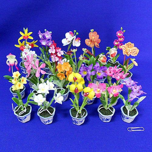 20 WIDE VARIETY OF SMALL ARTIFICIAL ORCHIDS IN POT P20D  