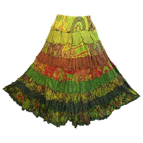 Boho Hippie Cotton 10 Tier Broomstick Long Skirt  NN540  