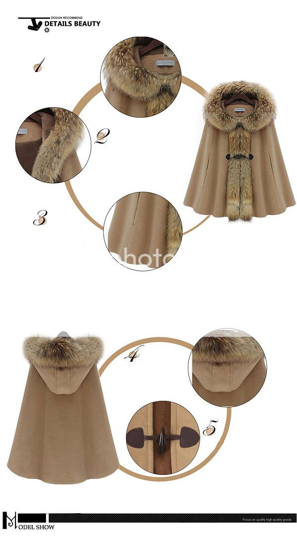 0211 Waschbär Pelz Tuch Poncho Stola Cape Robe Umhang schals Jacken