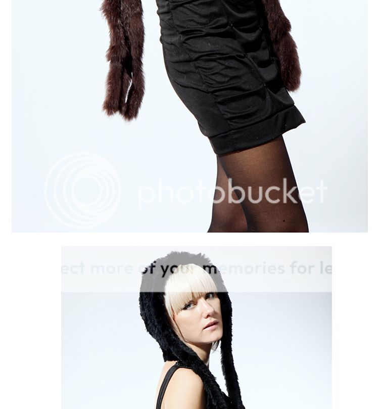 0351 Knit Rabbit fur hat/cap/headdress has scarf/shawl  