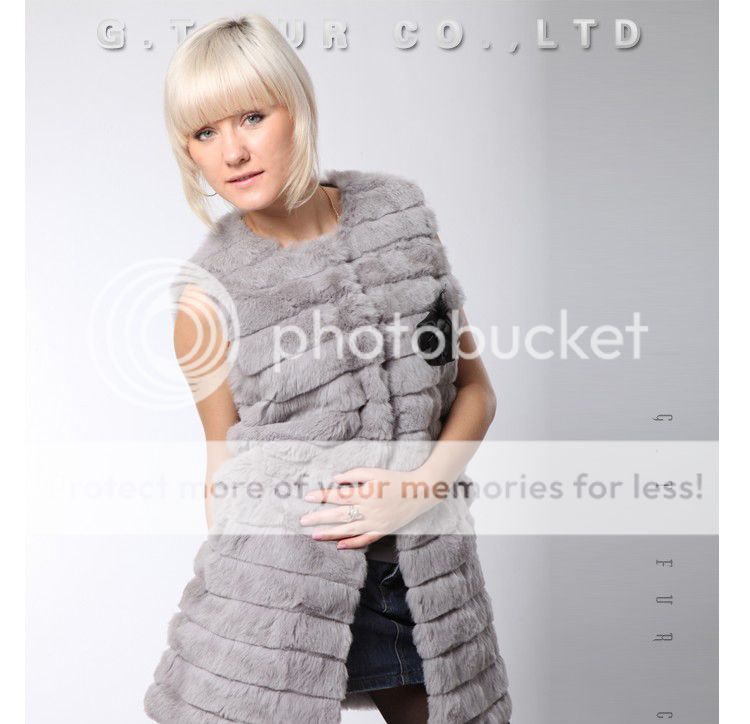 0217 real Rabbit fur long vest waistcoat gelit cape  