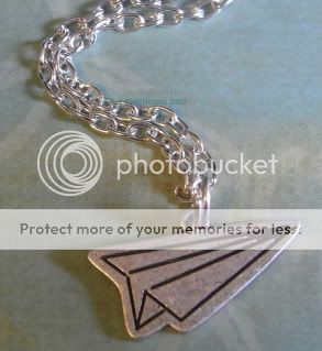 Kitsch Paper Airplane Antiqued Silver Tone Necklace  