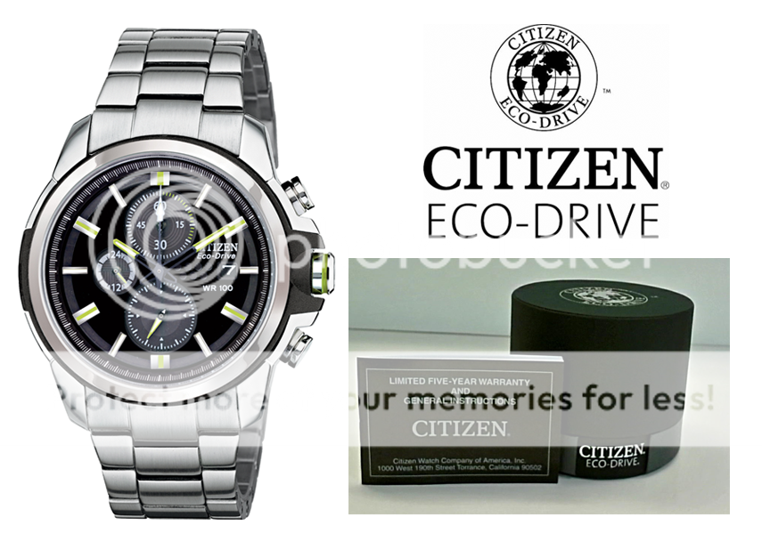 New Citizen Mens Eco Drive Chronograph Stainless Steel Watch CA0428